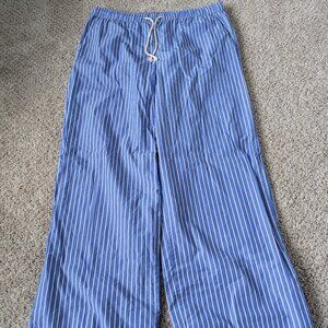 Blue Striped Wide-Leg Women's Pants